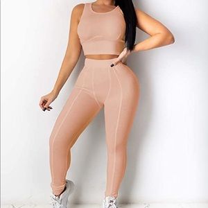 2 piece set active wear crop top and leggings